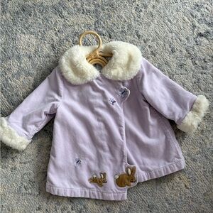 Lavender Kids Coat with Fur Trim